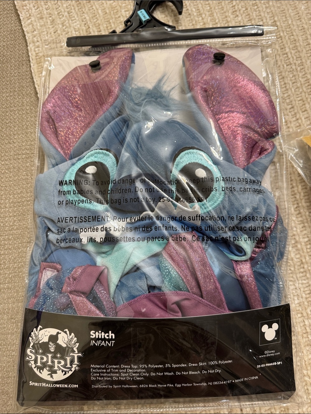 Disney Stitch Infant Hooded Dress Costume - Light Blue & Purple Accents - Picture 2 of 3